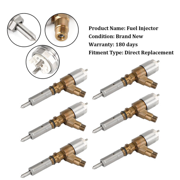 CAT 320D 312D 313D 321D 323D Excavator 6PCS Fuel Injectors 3264700 10R-7675 Generic