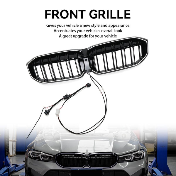 2023-2024 BMW 3 Series G20 G21 G28 Double Line Black Front Kidney Grille Mesh Generic