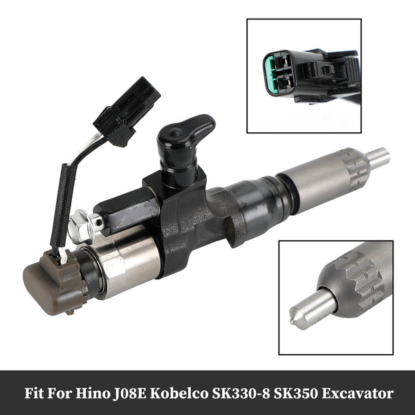 1 inyector de combustible 095000-6593 compatible con Hino J08E Kobelco 1984-2018 3,8 4,7 diésel genérico