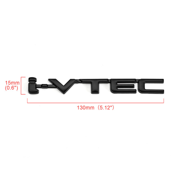 3D Metal i-VTEC Car Trunk Rear Turbo Fender Emblem Badge Decals Stickers Black Generic