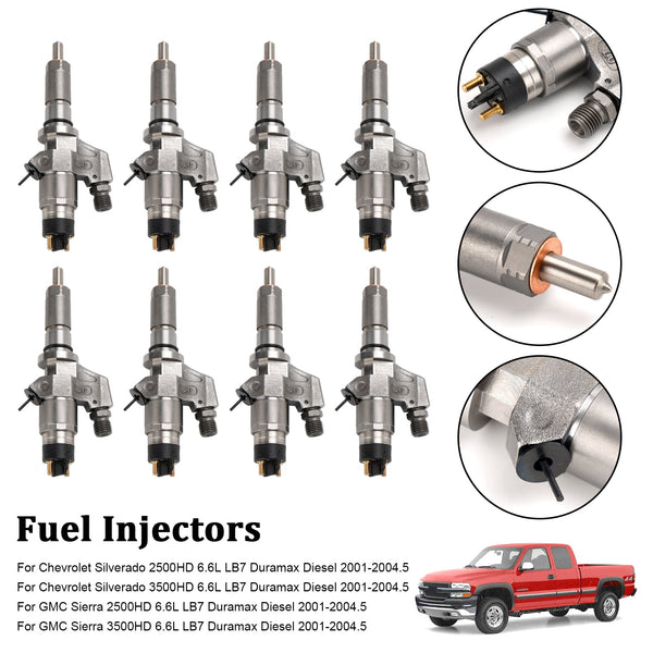 2001-2004.5 シボレー シルバラード 2500HD/3500HD 6.6L LB7 Duramax ディーゼル 8 個燃料インジェクター 0445120008 0986435502 97208074 ジェネリック